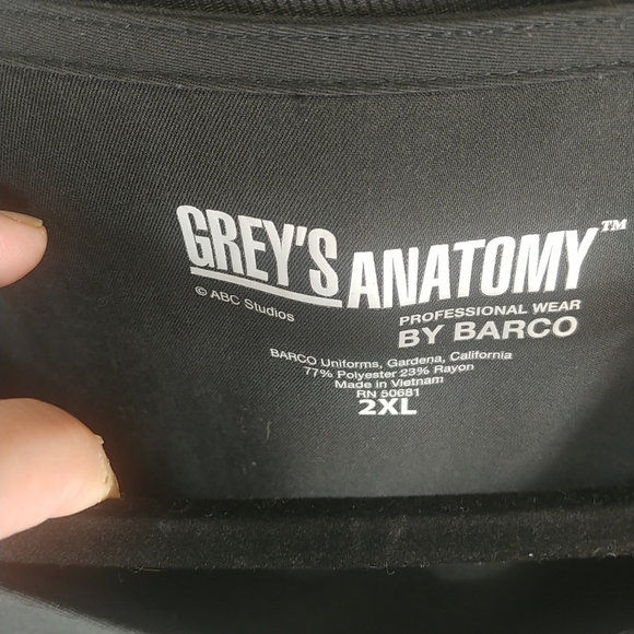 Barco Grey's Anatomy Scrub Set Women 2xl Top and Jogger Pants Black Stretch - Picture 2 of 15